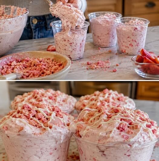 High Protein Strawberry Crunch Cheesecake Cups